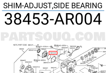 Nissan 38453AR004 SHIM-ADJUST,SIDE BEARING