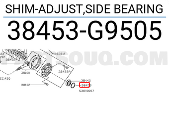Nissan 38453G9505 SHIM-ADJUST,SIDE BEARING