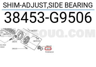Nissan 38453G9506 SHIM-ADJUST,SIDE BEARING