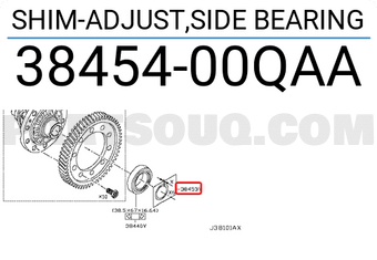 Nissan 3845400QAA SHIM-ADJUST,SIDE BEARING