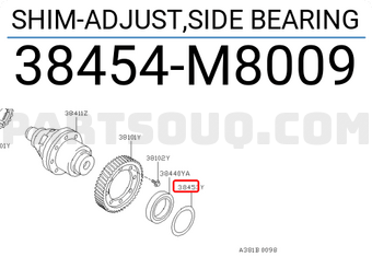 Nissan 38454M8009 SHIM-ADJUST,SIDE BEARING