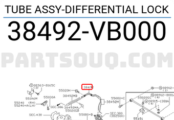 Nissan 38492VB000 TUBE ASSY-DIFFERENTIAL LOCK