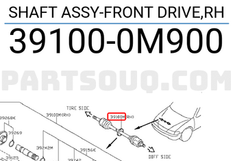 Nissan 391000M900 SHAFT ASSY-FRONT DRIVE,RH