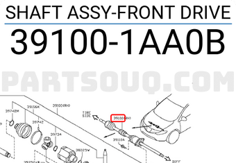 Nissan 391001AA0B SHAFT ASSY-FRONT DRIVE