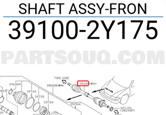 Nissan 391002Y175 SHAFT ASSY-FRON