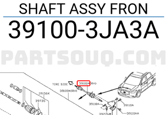 Nissan 391003JA3A SHAFT ASSY FRON