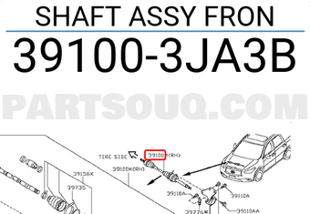 Nissan 391003JA3B SHAFT ASSY FRON