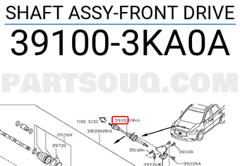 Nissan 391003KA0A SHAFT ASSY-FRONT DRIVE