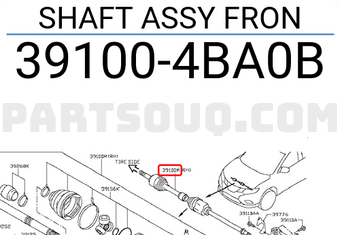 Nissan 391004BA0B SHAFT ASSY FRON