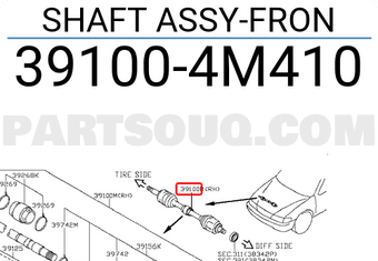 Nissan 391004M410 SHAFT ASSY-FRON