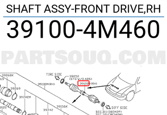 Nissan 391004M460 SHAFT ASSY-FRONT DRIVE,RH