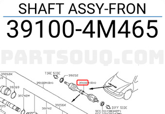 Nissan 391004M465 SHAFT ASSY-FRON