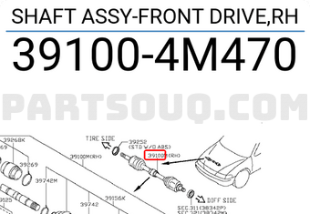 Nissan 391004M470 SHAFT ASSY-FRONT DRIVE,RH