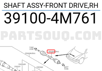 Nissan 391004M761 SHAFT ASSY-FRONT DRIVE,RH