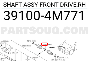 Nissan 391004M771 SHAFT ASSY-FRONT DRIVE,RH