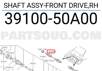 Nissan 3910050A00 SHAFT ASSY-FRONT DRIVE,RH
