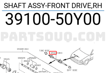 Nissan 3910050Y00 SHAFT ASSY-FRONT DRIVE,RH