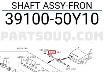 Nissan 3910050Y10 SHAFT ASSY-FRON