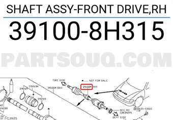 Nissan 391008H315 SHAFT ASSY-FRONT DRIVE,RH