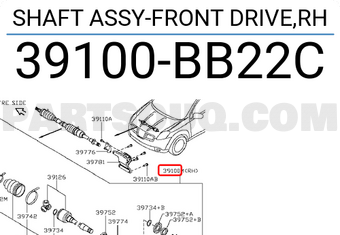 Nissan 39100BB22C SHAFT ASSY-FRONT DRIVE,RH