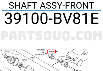 Nissan 39100BV81E SHAFT ASSY-FRONT