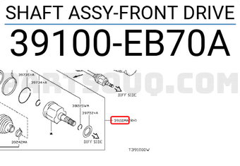 Nissan 39100EB70A SHAFT ASSY-FRONT DRIVE
