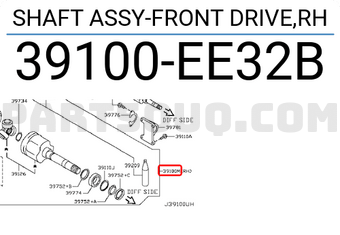 Nissan 39100EE32B SHAFT ASSY-FRONT DRIVE,RH
