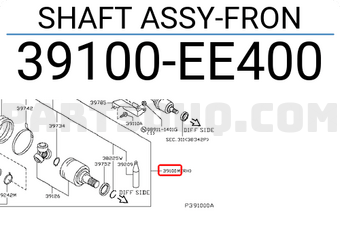Nissan 39100EE400 SHAFT ASSY-FRON