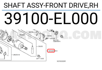 Nissan 39100EL000 SHAFT ASSY-FRONT DRIVE,RH