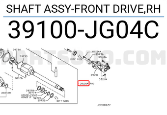Nissan 39100JG04C SHAFT ASSY-FRONT DRIVE,RH