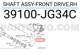 Nissan 39100JG34C SHAFT ASSY-FRONT DRIVE,RH