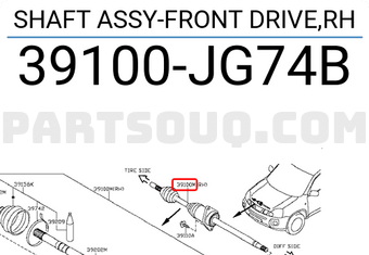 Nissan 39100JG74B SHAFT ASSY-FRONT DRIVE,RH