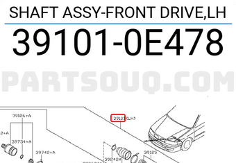 Nissan 391010E478 SHAFT ASSY-FRONT DRIVE,LH