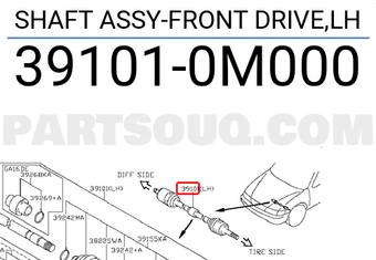 Nissan 391010M000 SHAFT ASSY-FRONT DRIVE,LH
