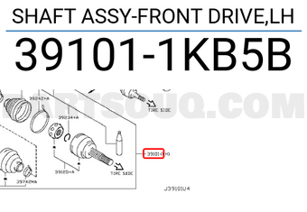 Nissan 391011KB5B SHAFT ASSY-FRONT DRIVE,LH