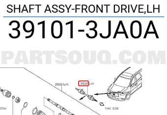 Nissan 391013JA0A SHAFT ASSY-FRONT DRIVE,LH