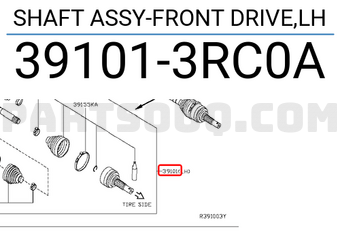 Nissan 391013RC0A SHAFT ASSY-FRONT DRIVE,LH