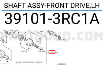 Nissan 391013RC1A SHAFT ASSY-FRONT DRIVE,LH
