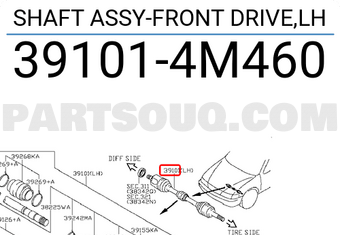 Nissan 391014M460 SHAFT ASSY-FRONT DRIVE,LH