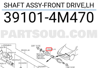 Nissan 391014M470 SHAFT ASSY-FRONT DRIVE,LH