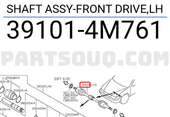 Nissan 391014M761 SHAFT ASSY-FRONT DRIVE,LH