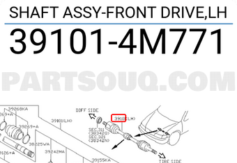 Nissan 391014M771 SHAFT ASSY-FRONT DRIVE,LH
