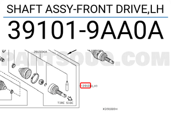 Nissan 391019AA0A SHAFT ASSY-FRONT DRIVE,LH