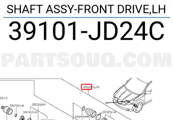 Nissan 39101JD24C SHAFT ASSY-FRONT DRIVE,LH