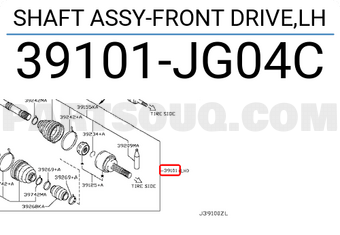 Nissan 39101JG04C SHAFT ASSY-FRONT DRIVE,LH