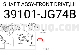 Nissan 39101JG74B SHAFT ASSY-FRONT DRIVE,LH
