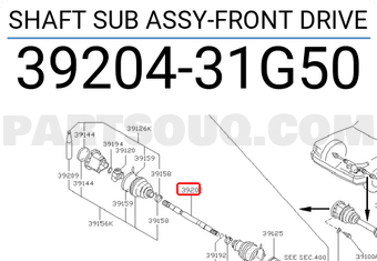 Nissan 3920431G50 SHAFT SUB ASSY-FRONT DRIVE