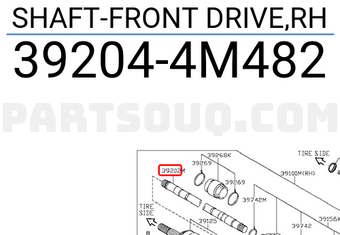Nissan 392044M482 SHAFT-FRONT DRIVE,RH