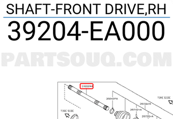 Nissan 39204EA000 SHAFT-FRONT DRIVE,RH