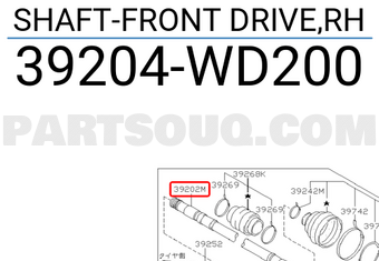 Nissan 39204WD200 SHAFT-FRONT DRIVE,RH
